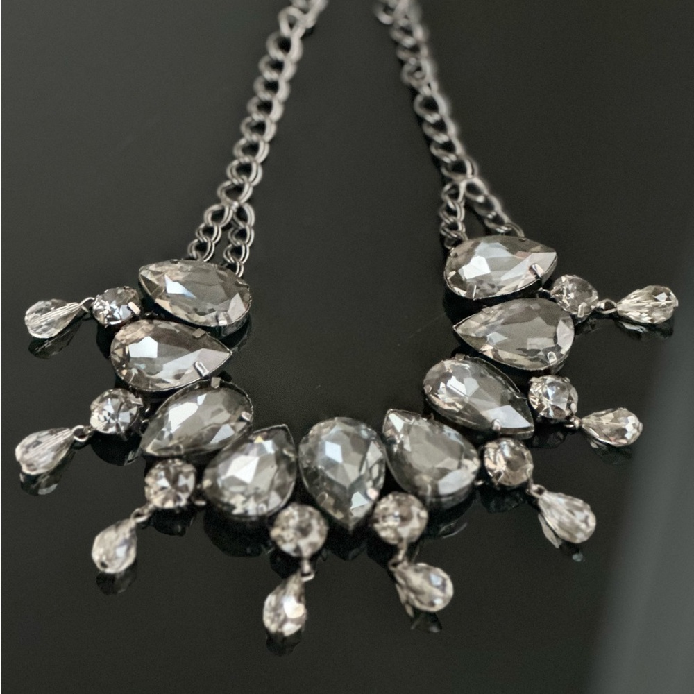 Vintage Estate Smoky Quartz Crystal Tear Drop Cocktail Necklace